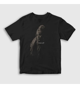 Presmono Unisex Çocuk Siyah Foff Billie Eilish T-Shirt 154207tt