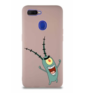 Oppo AX7 Soft Premier Kapak Plankton Tasarımlı Silikon Kılıf - Pudra (Şeffaf)