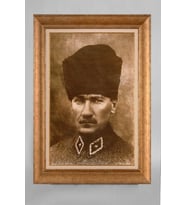 Çerçeveli Paspartulu Atatürk Tablo a19 (Gold)