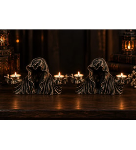 2'li Gotik Pelerinli Hayalet Mumluk İçinde Mum Tealight Mumluk Dekoratif Mumluk Gothic Mumluk Goth Mumluk
