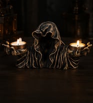 2'li Gotik Pelerinli Hayalet Mumluk İçinde Mum Tealight Mumluk Dekoratif Mumluk Gothic Mumluk Goth Mumluk