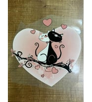 23XX23 CM ÜTÜ İLE YAPIŞAN KEDİ TRANSFER BASKI KALP KEDİ TİŞÖRT KOT ARMA BASKI