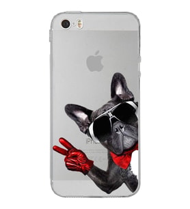 PrintiFy Iphone 5 ile Uyumlu Köpek 2 Kamera Korumalı Şeffaf Kılıf