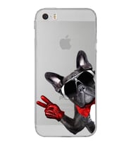 PrintiFy Iphone 5 ile Uyumlu Köpek 2 Kamera Korumalı Şeffaf Kılıf