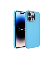 Apple iPhone 13 Pro Max Uyumlu Kılıf Metal Çerçeve ve Buton Tasarımlı Silikon Zore Luna Kapak (Açık Mavi)