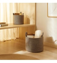 Ocean Home Textile 2'li Siyah Kırçıllı Jüt Halat Sepet Set 26 x 22 / 35 x 27 cm