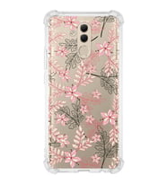 PrintiFy Huawei Mate 20 Lite Uyumlu Köşe Korumalı Floral Kırmızı Tasarımlı Şeffaf Silikon Kılıf