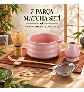 Valkyrie 7 Parça Matcha Seti Chasen Çırpıcı Chawan Kase Chashaku Kaşık Süzgeç ve Stand