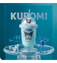 Kuromi & Friends 3D Figürlü Simli Pipetli Bardak (GeceYarısıMavisi)