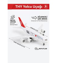 Türk Hava Yolları THY Metal Oyuncak Uçak Çek Bırak Die-Cast Yolcu Uçağı Maketi 23 cm