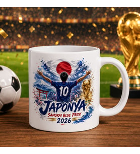 BK Gift Japonya Taraftar Temalı 2026 Dünya Kupası Tasarımlı Beyaz Kupa Bardak