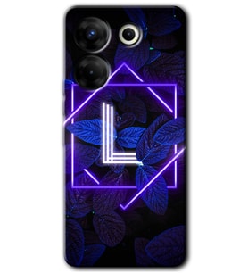 Tecno Camon 20 Pro 5G Kılıf HD Desen Baskılı Kılıf - Dark Neon Yaprak L Harfi