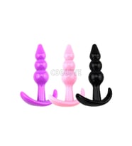 Plug Ve Vajinal Plug 3 Boğumlu Silikonlu Mor Renk