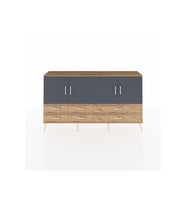Arges Konsol 6 Raflı 6 Çekmeceli 4 Kapaklı 176x30x99 Çam-Antrasit/Çam