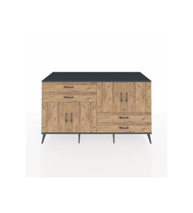 Kronos Konsol 3 Raflı 4 Çekmeceli 4 Kapaklı 176x59x99 Antrasit-Çam