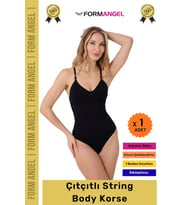 #Korse İz Bırakmayan Kaymaz Seamless Toparlayıcı Dikişsiz Kadın Çıtçıtlı String Body Korse - 1 Adet (Siyah)