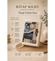 Patchwork Yıldızlı Gece (Starry Night) Kitap Kılıfı Dijital Baskılı Kumaş A5 Roman Kılıfı Van Gogh Claude Monet
