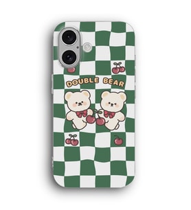 iPhone 16 Uyumlu Double Bear Desenli Silikon Şeffaf Telefon Kılıfı