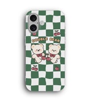 iPhone 16 Uyumlu Double Bear Desenli Silikon Şeffaf Telefon Kılıfı