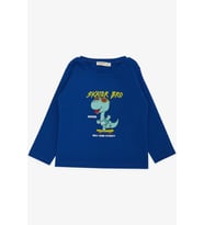 Breeze Girls & Boys Erkek Çocuk Uzun Kollu Tişört Kaykaycı Gözlüklü Dinozor Baskılı 1-4 Yaş, Saks Mavisi