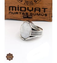 Havlit Taşlı Örgü Motifli 925 Ayar Gümüş Erkek Yüzük 201024934