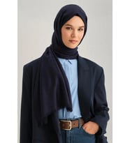 Viscon Kazayağı Desen Şal 3 (Koyu Lacivert)