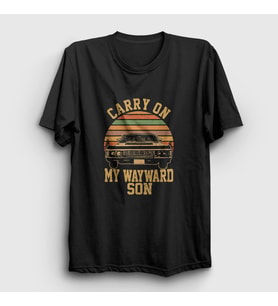 Presmono Unisex Siyah Carry On My Wayward Son Dizi Supernatural T-Shirt 441500tt