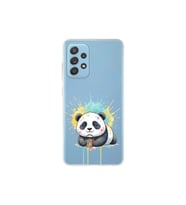 Samsung Galaxy A52 ile Uyumlu Splash Panda Tasarımlı Şeffaf Silikon Kılıf