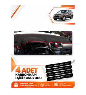 HONDA CR-V (2007-2012) Uyumlu Ön Torpido Koruma Kılıfı Halısı - Siyah Kırmızı