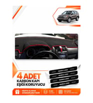 HONDA CR-V (2007-2012) Uyumlu Ön Torpido Koruma Kılıfı Halısı - Siyah Kırmızı