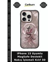 iPhone 15 Uyumlu MagSafe Destekli Nakış İşlemeli Kılıf 3D Mobil Aksesuar Cihaz Koruyucu