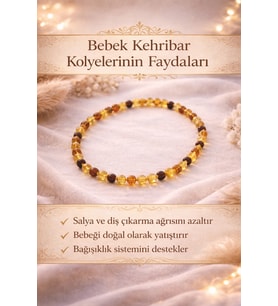 Baltık Kehribar Bebek Diş Çıkarma Kolye – Doğal & Güvenli (37 cm)”