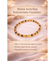 Baltık Kehribar Bebek Diş Çıkarma Kolye – Doğal & Güvenli (37 cm)”