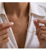 14K Altın Halka Küpe 1,2 mm 4.5 cm GİZLİ KİLİT