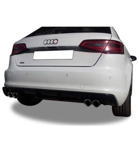 Audi A3 8V 2012 - 2016 Plastik Arka Tampon Eki - Difüzör (Plastik)