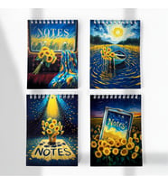 Van Gogh Temalı 4'lü A6 (10,5x14,8 cm) Spiralli Defter Seti – 40 Yaprak, Çizgisiz, Sanat Defteri (Çok Renkli)