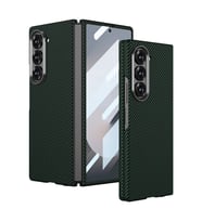 Galaxy Z Fold 6 Kılıf Kamera Korumalı Karbon Fiber Tasarımlı Arka Yüzey Zore Kıpta Karbon Kapak
