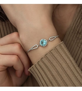 925 Ayar Gümüş Rodyum Kaplama Aquamarine Taşlı Kadın Bileklik