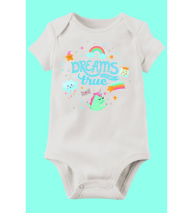 Unisex Bebek Beyaz Organik Baskılı Pamuklu Body