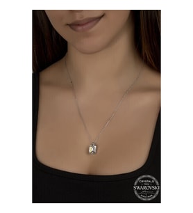 Crystal Taşlı  Baget 925 Ayar Gümüş Kolye