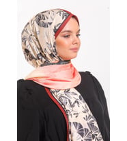 Çiçekli Desen Micro Modal Seri Şal Eşarp Askısı İle Birlikte 75x200 Bordo Krem-7