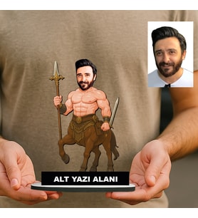 Kişiye Özel At Bedenli İnsan Karikatürlü 18 cm MDF Masaüstü Biblo - Masaüstü Hediye