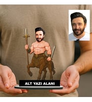 Kişiye Özel At Bedenli İnsan Karikatürlü 18 cm MDF Masaüstü Biblo - Masaüstü Hediye