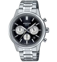 Casio Efr-575D-1A Çelik Kasa Çelik Kordon Kronometreli Takvimli Erkek Kol Saati (Gümüş)