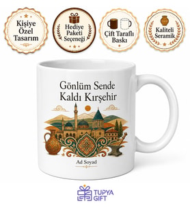Kırşehir Memleket Temalı Baskılı Kupa Bardak Hediye Porselen Mug