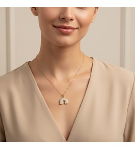 STİL İNCİSİ/XUPING JEWELRY GÖKKUŞAĞI ZİRKON TAŞLI KOLYE (Altın Rengi)