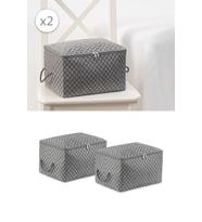 2'li Set Balıksırtı Gri Küçük Boy Baza Altı Çorap Valiz Düzenleyici Çeyizlik Bohça Organizer Hurç