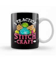 I Practice Stitch Craft Funny Cross Stitching Pun Kupa Bardak Porselen