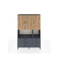 Hyperion Dolap 6 Raflı 6 Çekmeceli 3 Kapaklı 132x44x195 Antrasit-Çam/Antrasit