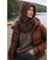 Premium Yumoş Balaklava – Ultra Yumuşak Kapüşonlu Boyunluk (Kahverengi)